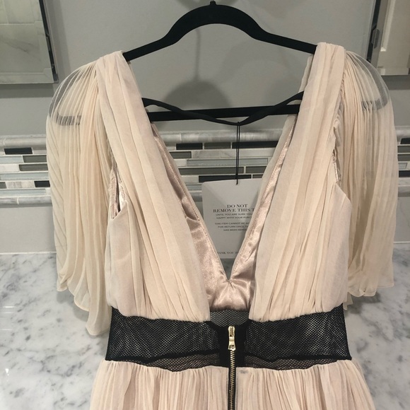 hayden pink black pleated flutter sleeve gown - Picture 6 of 12